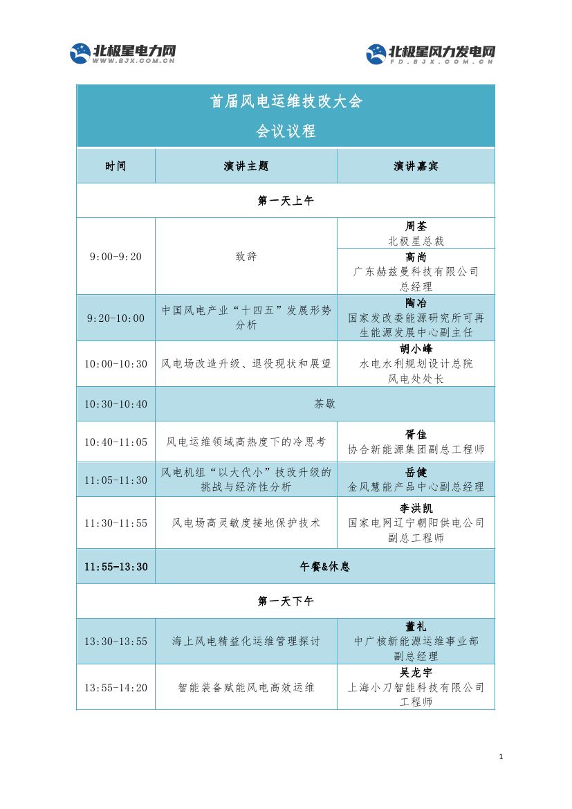 通知 | 首届风电运维技改大会最终议程出炉！