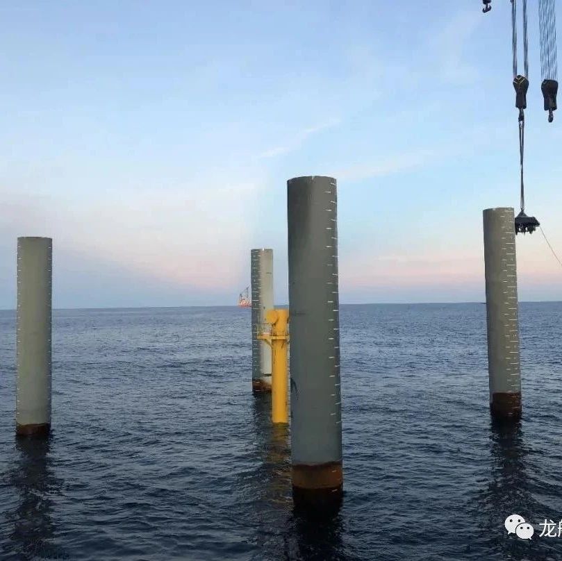 阳江青洲三海上风电项目首个四桩导管架基础钢管桩沉桩到位